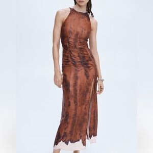 Mango draped tie-dye dress